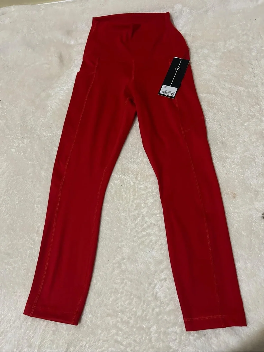 Velocity Red High-Waist Active Leggings for Kids